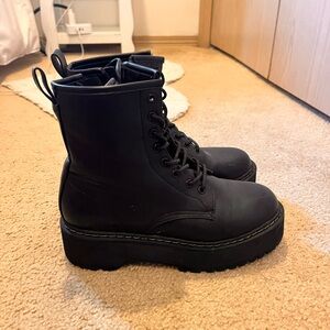 Black Platform Combat Boots